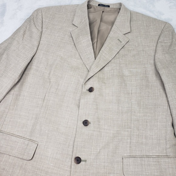 Linen Wool Alfani Men's Tan Sport Coat Blazer Suit Jacket R 46 Light Business - Picture 12 of 16